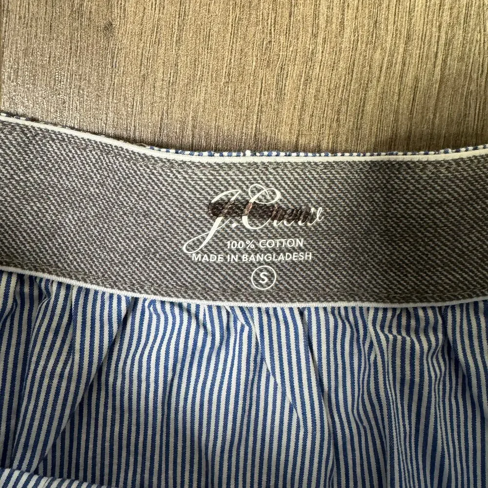 J.Crew Patterned Boxer Shorts Men S Blue White Striped Pull On Elastic Waistband
